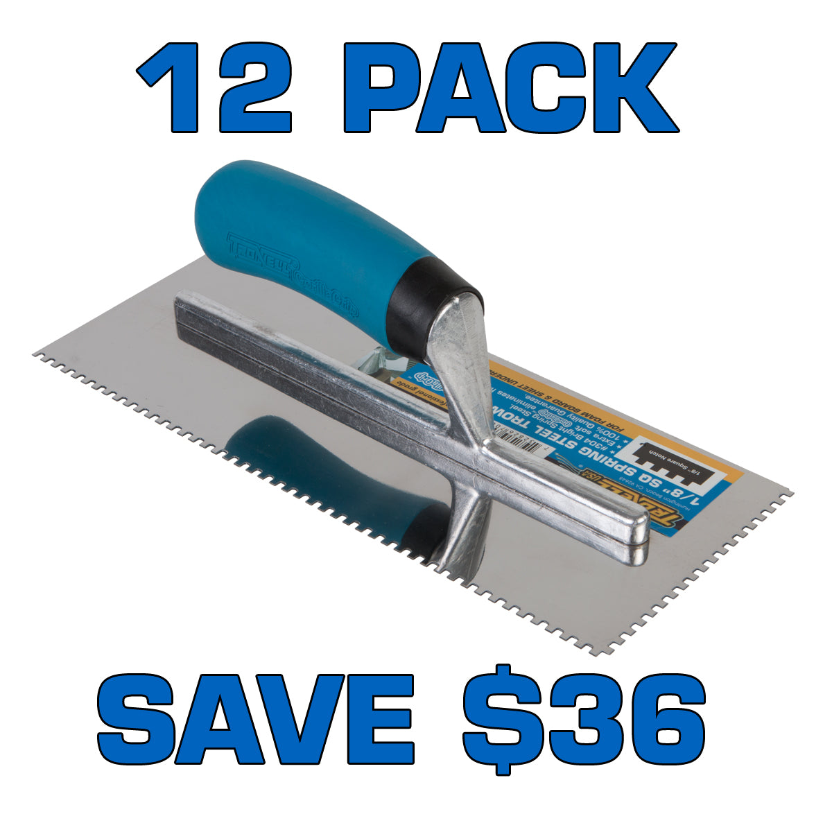 1/8" Square Notch Stainless Steel Trowel - 12 Pack ($10.95 ea.)