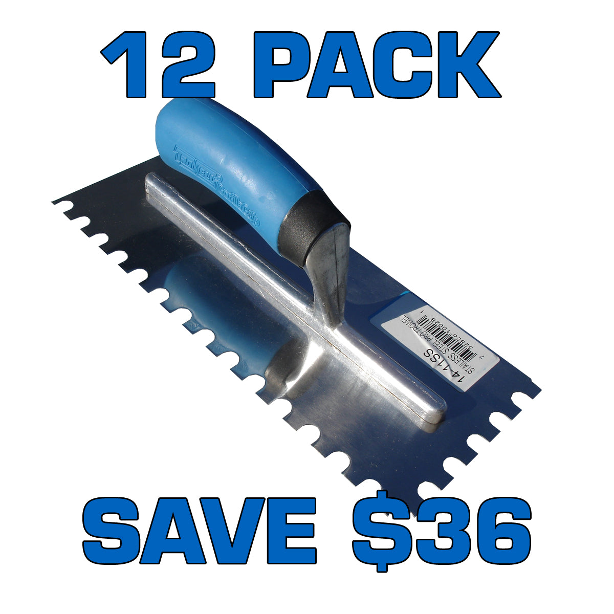5/8" U Notch Stainless Steel Trowel - 12 Pack ($10.95 ea.)