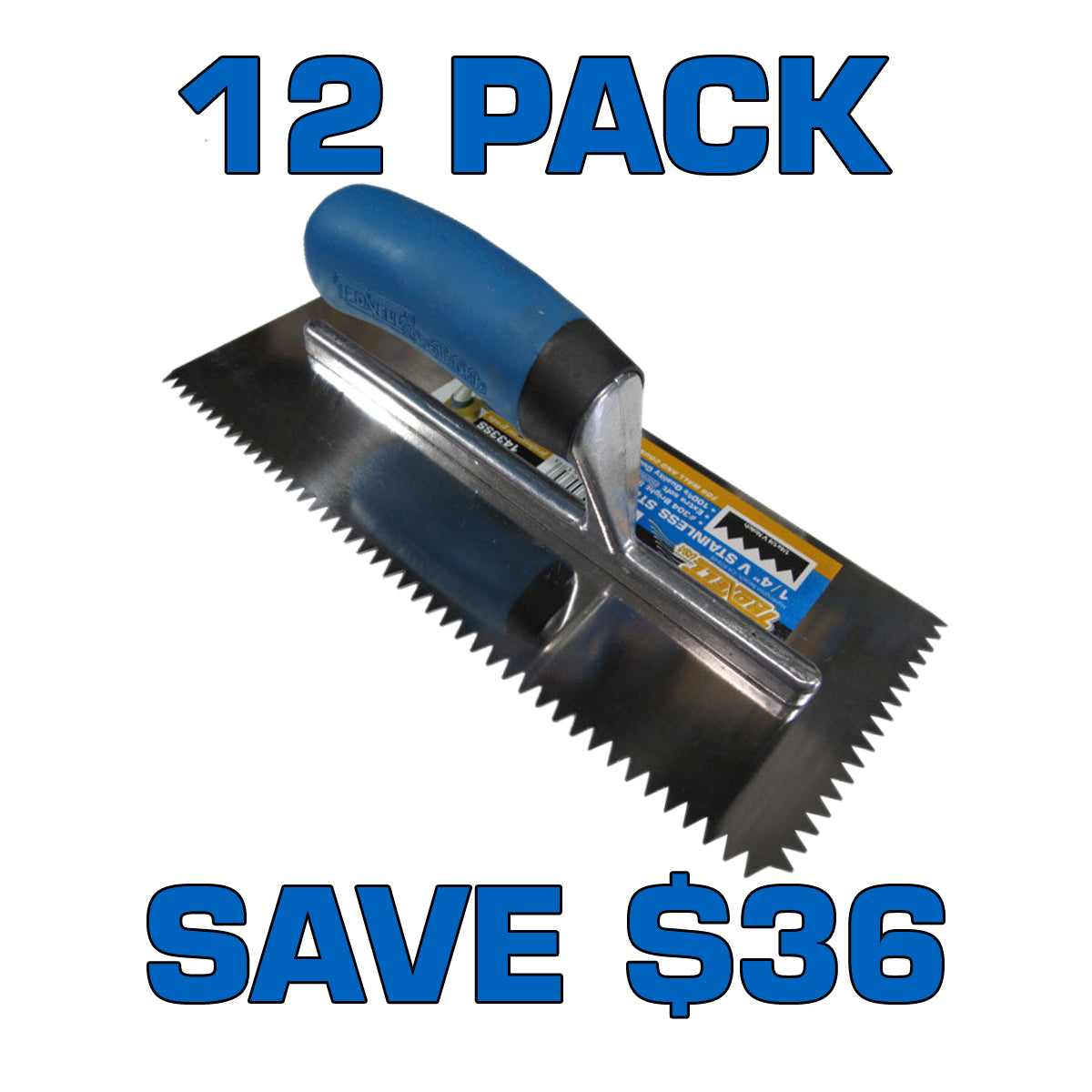 1/4" V Notch Stainless Steel Trowel - 12 Pack ($10.95 ea.)