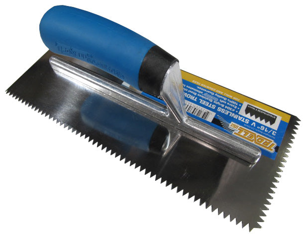 3/16" V Notch Stainless Steel Trowel