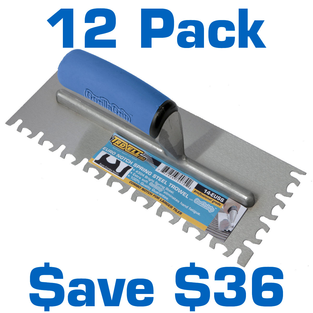 Euro Combo Notch Stainless Steel Trowel - 12 Pack ($10.95 ea.)