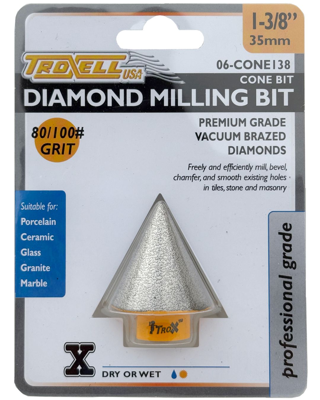 DIAMOND CONE MILLING BIT - 1 3/8" 35mm