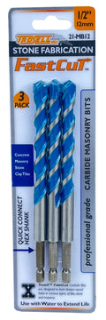 Fastcut Carbide Masonry Bits 3 pack - 1/2" 12mm