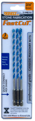 Fastcut Carbide Masonry Bits 3 pack - 3/16" 5mm
